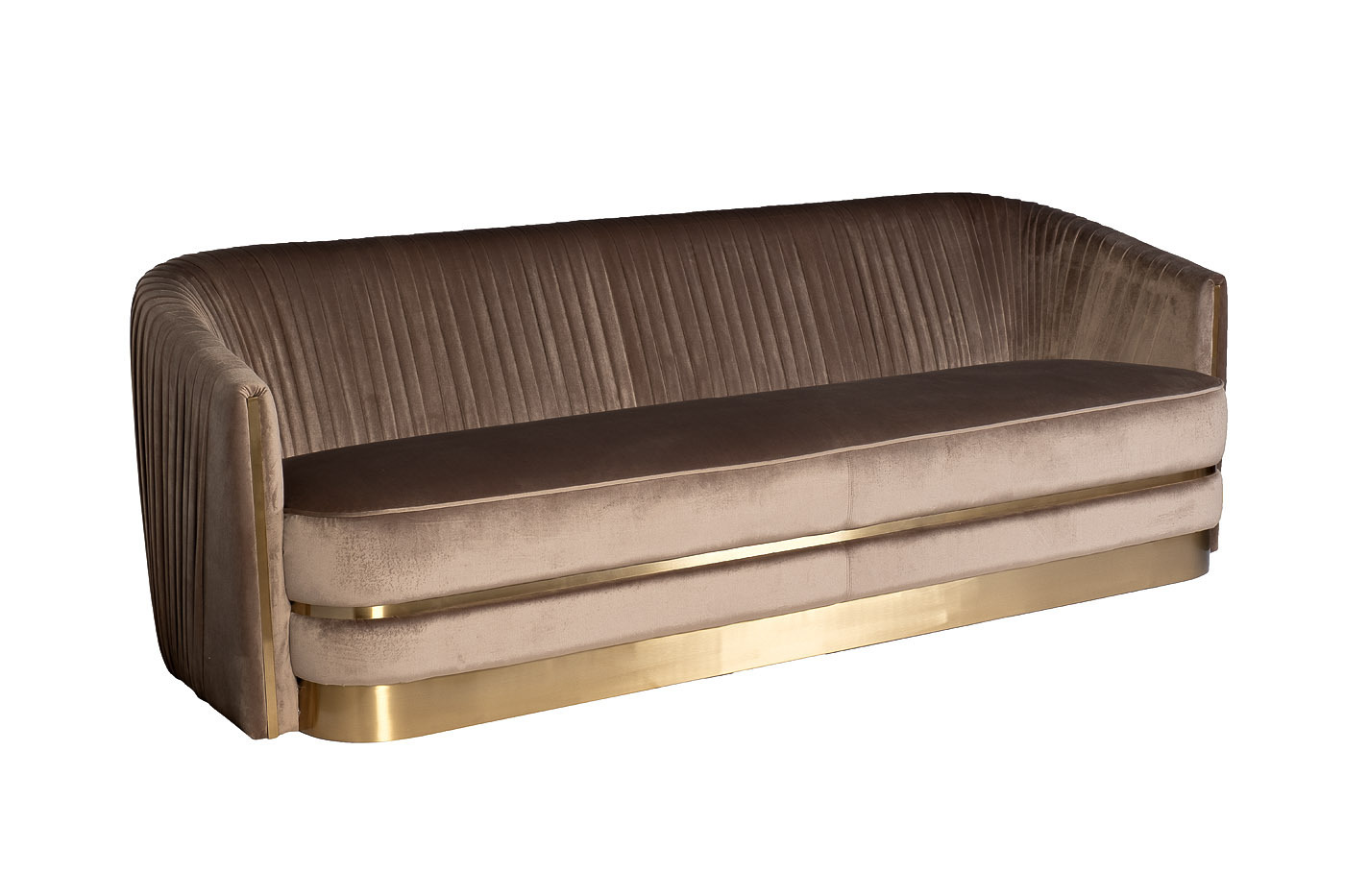 Диван трехместный велюровый серо-коричневый Garda Decor 87YY-1890-3 BRN