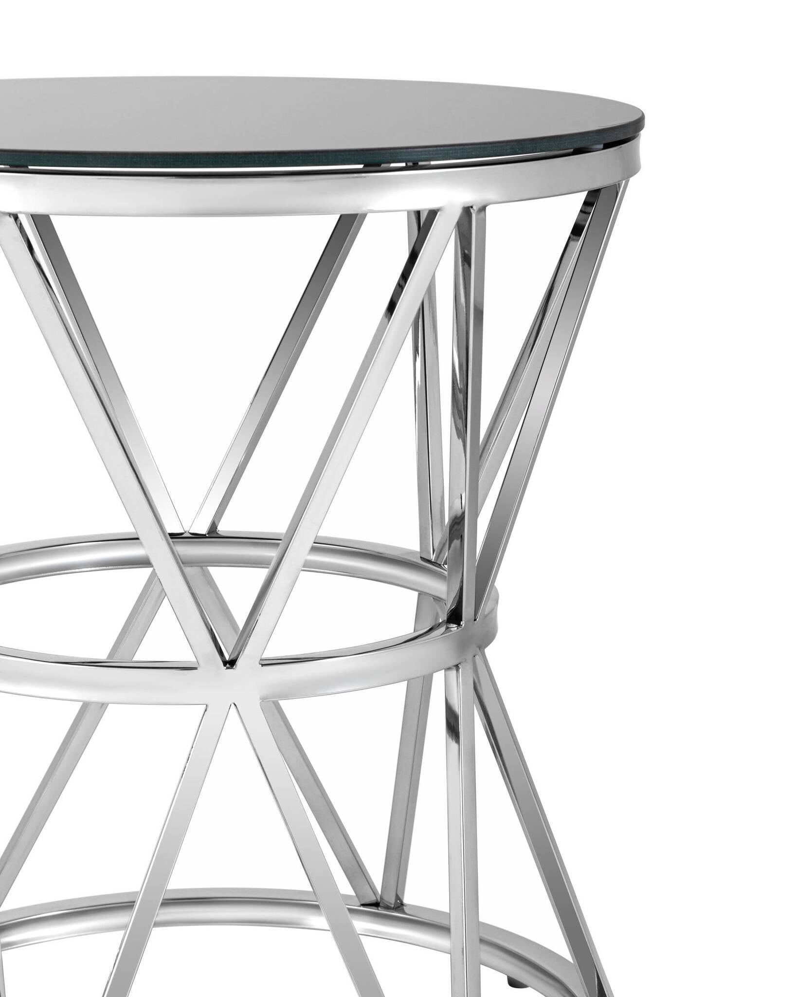 Журнальный стол 50*50 ВИВА серебро стекло черное Stool Group