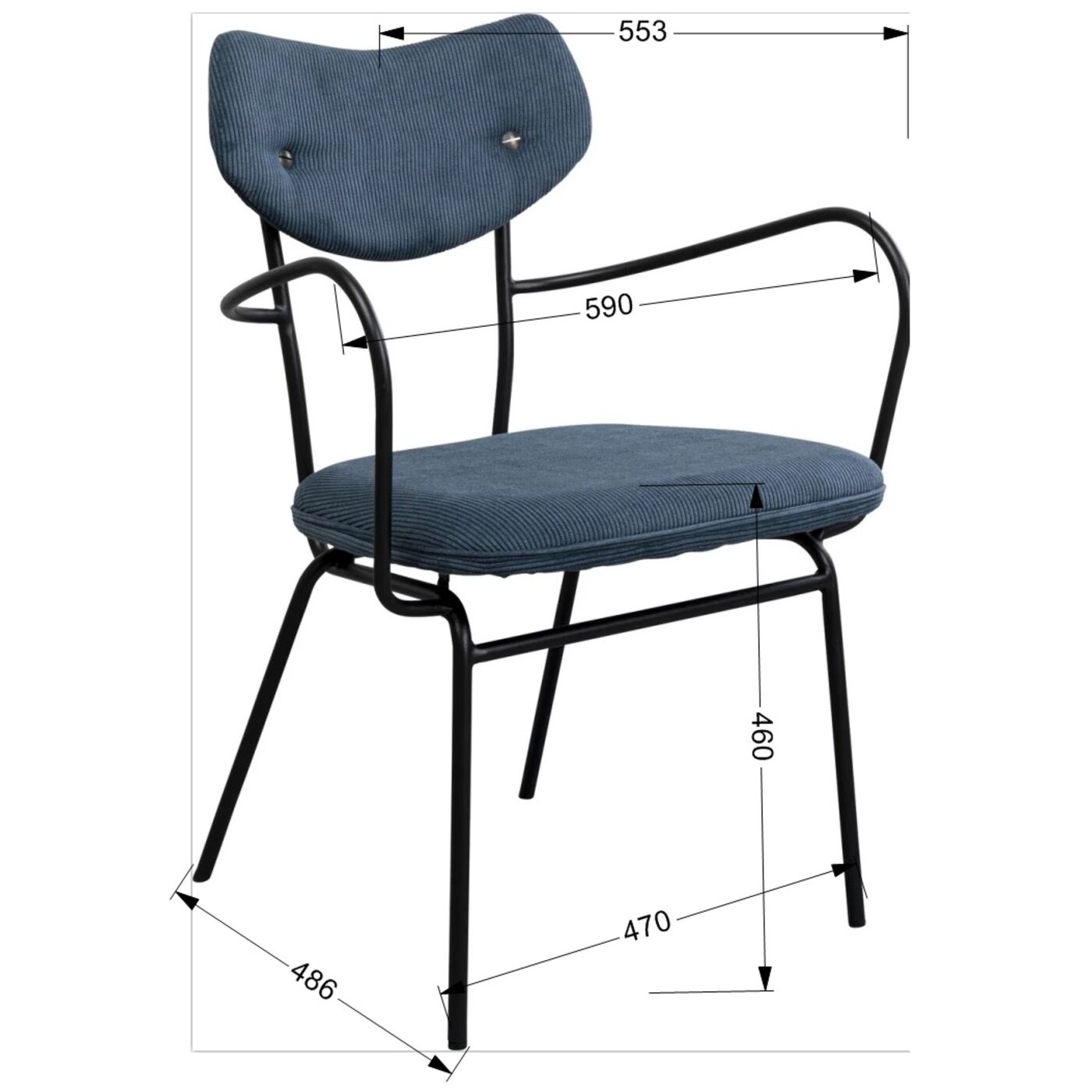 Стул с подлокотниками Viola Blue KARE 87467