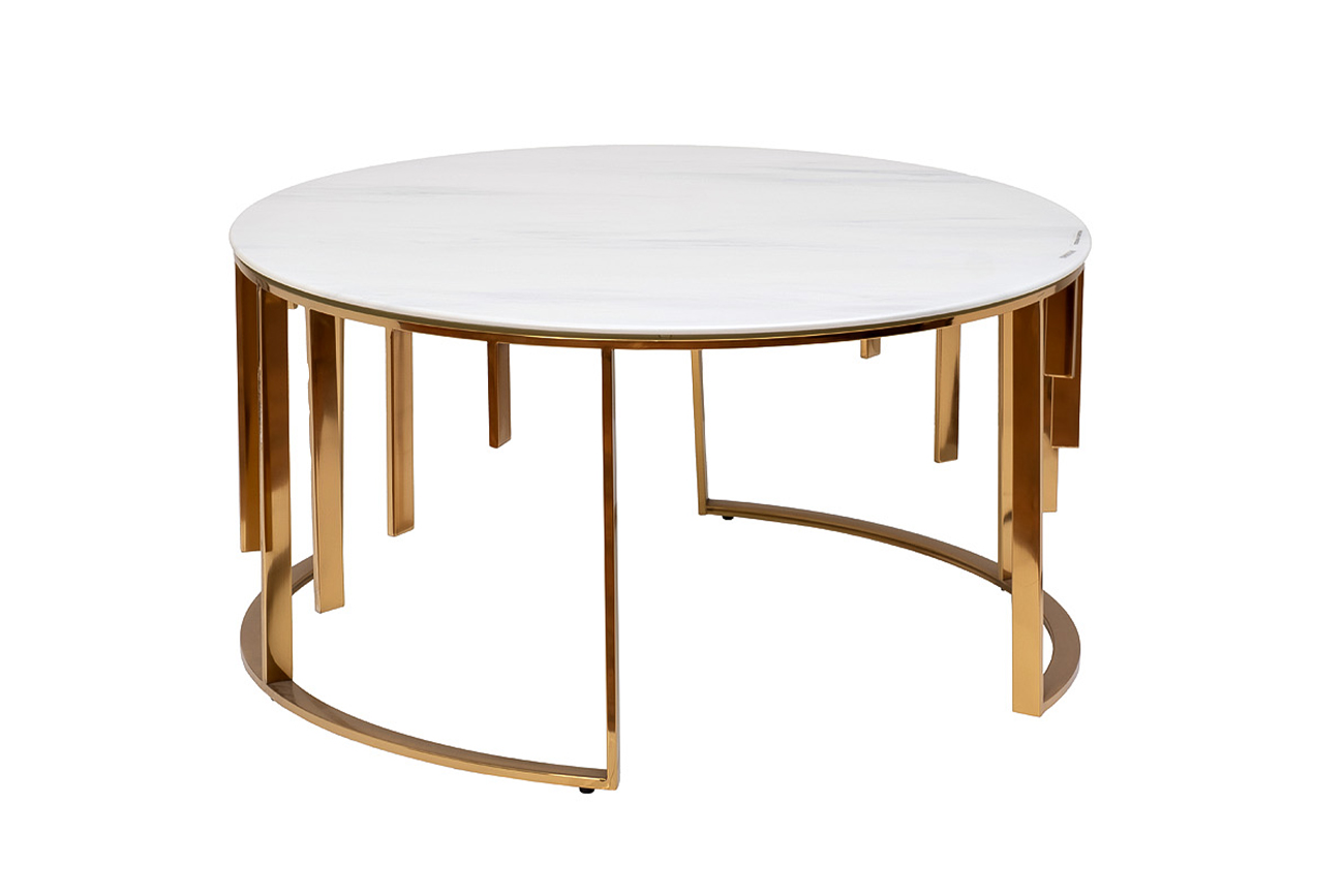 Стол журнальный круглый мраморное стекло/золото Garda Decor GY-10006