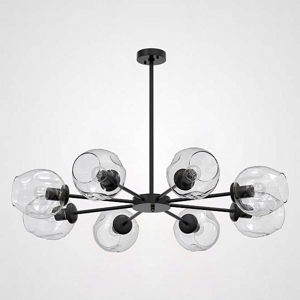 Люстра на штанге MARINE B 8 Black/Transparent by ImperiumLoft