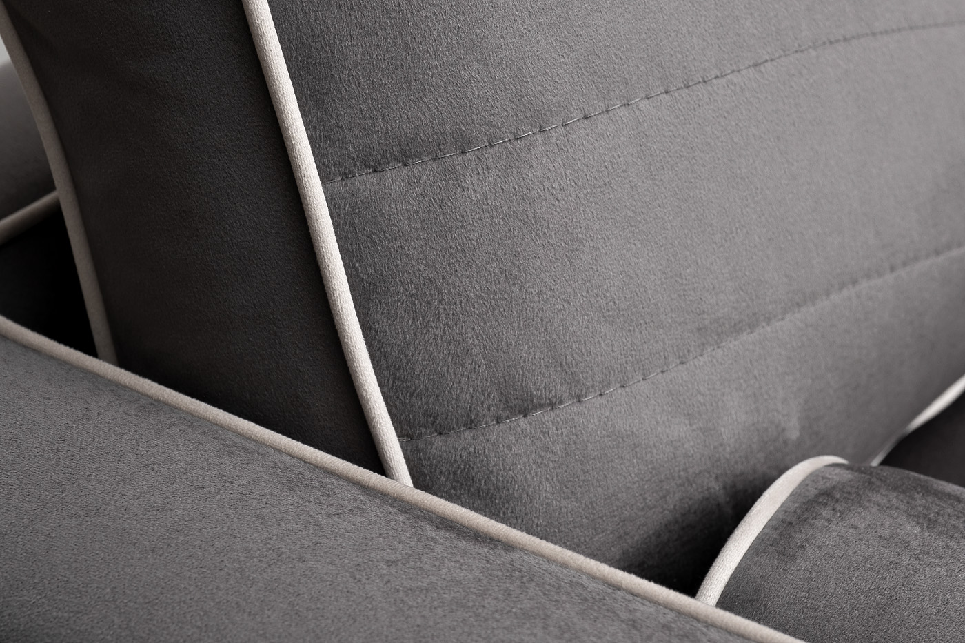 Диван Madrid Memory трехместный велюровый серый с кантом Garda Decor MADRID-Memory-Colt1003+Colt030