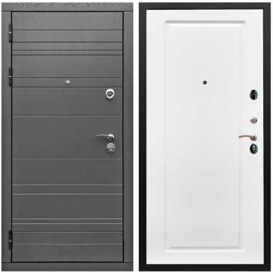 Дверь входная Graf Роял Вуд МДФ 10 мм Роял Вуд графит / МДФ 16 мм ФЛ-119 Ясень белый