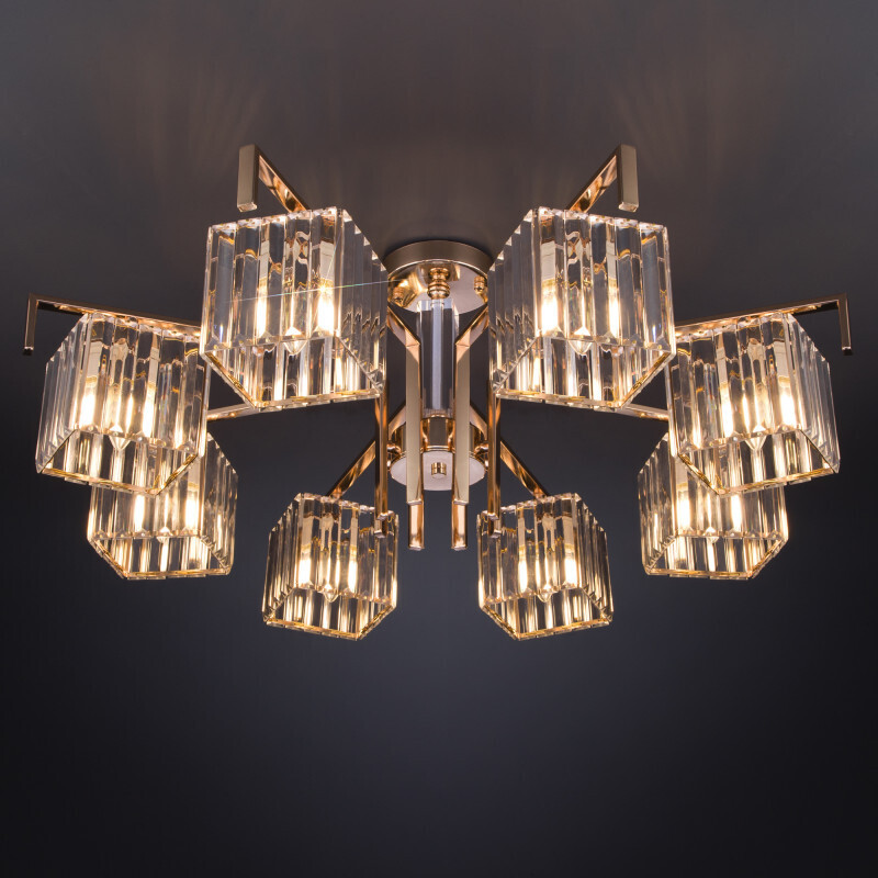 Люстра на штанге Eurosvet 10126/8 золото/прозрачный хрусталь Strotskis Smart (10117/8)