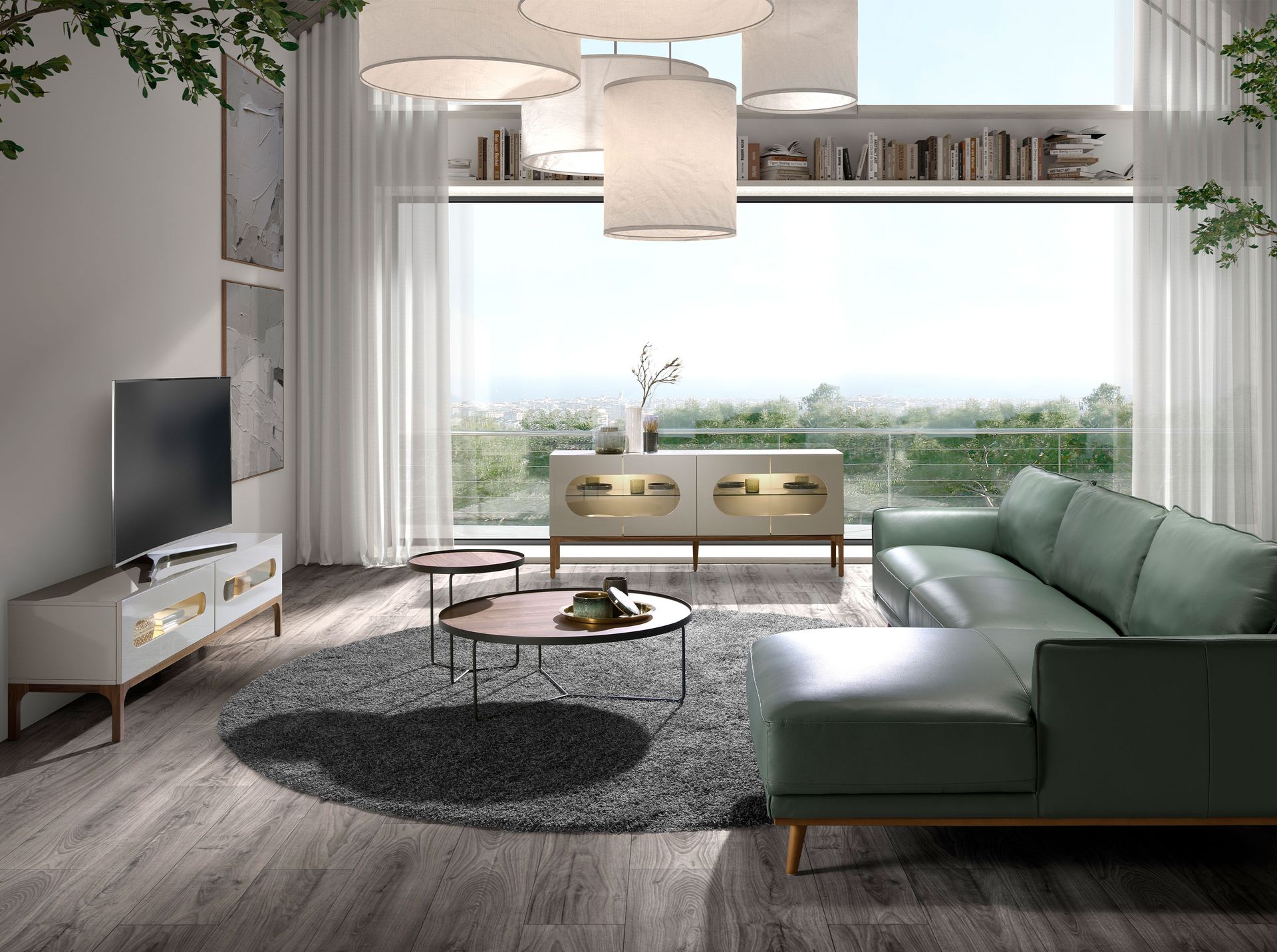 Сервант 3241/CP2205E1 из серого и орехового дерева с внутренней подсветкой Angel Cerda