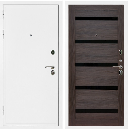 Дверь входная Graf Престиж Белая шагрень / МДФ 16 мм СБ-14 Эковенге стекло черное