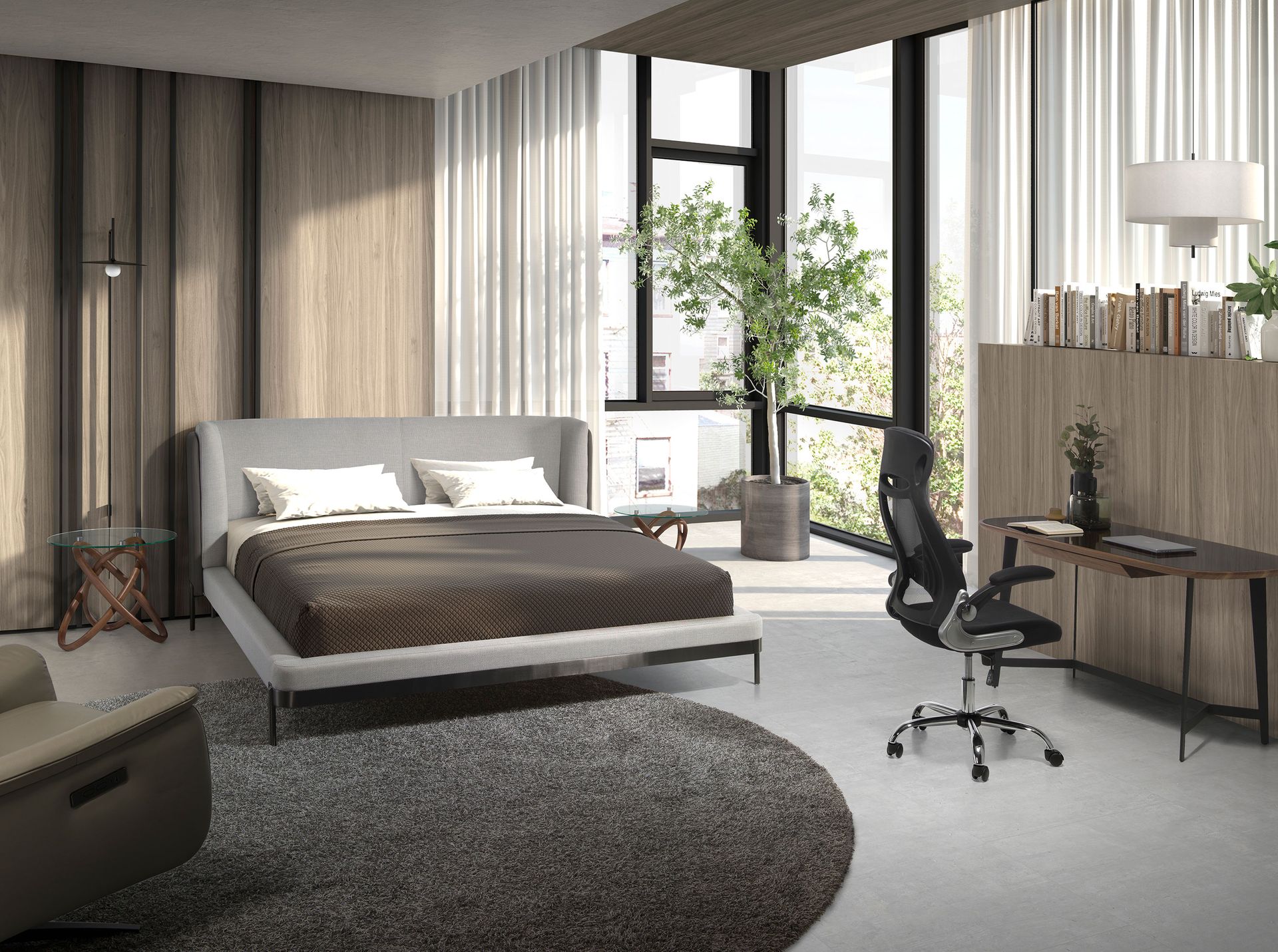 Кровать 7156/GC2123 серая ткань/экокожа 180 x 200 см Angel Cerda