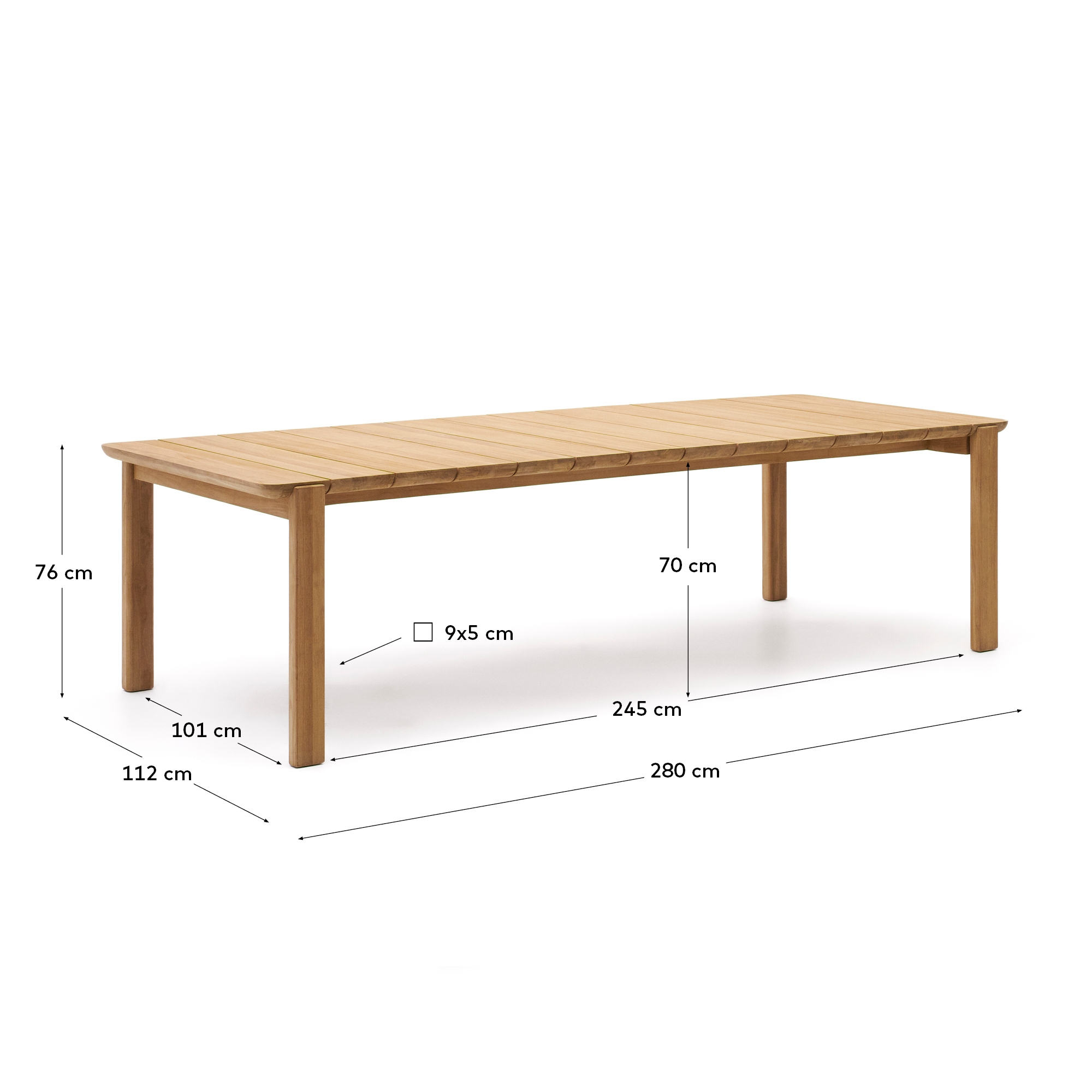Стол Icaro из массива тикового дерева, 280 x 112 см, 100% FSC La Forma (ex Julia Grup)