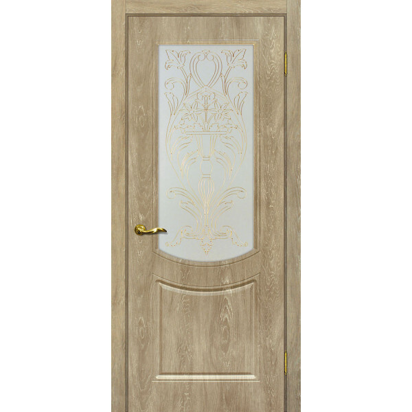 Межкомнатная дверь Graf Сиена-3 Сатинат, контурный полимер золото Дуб песочный (2000 х 900)
