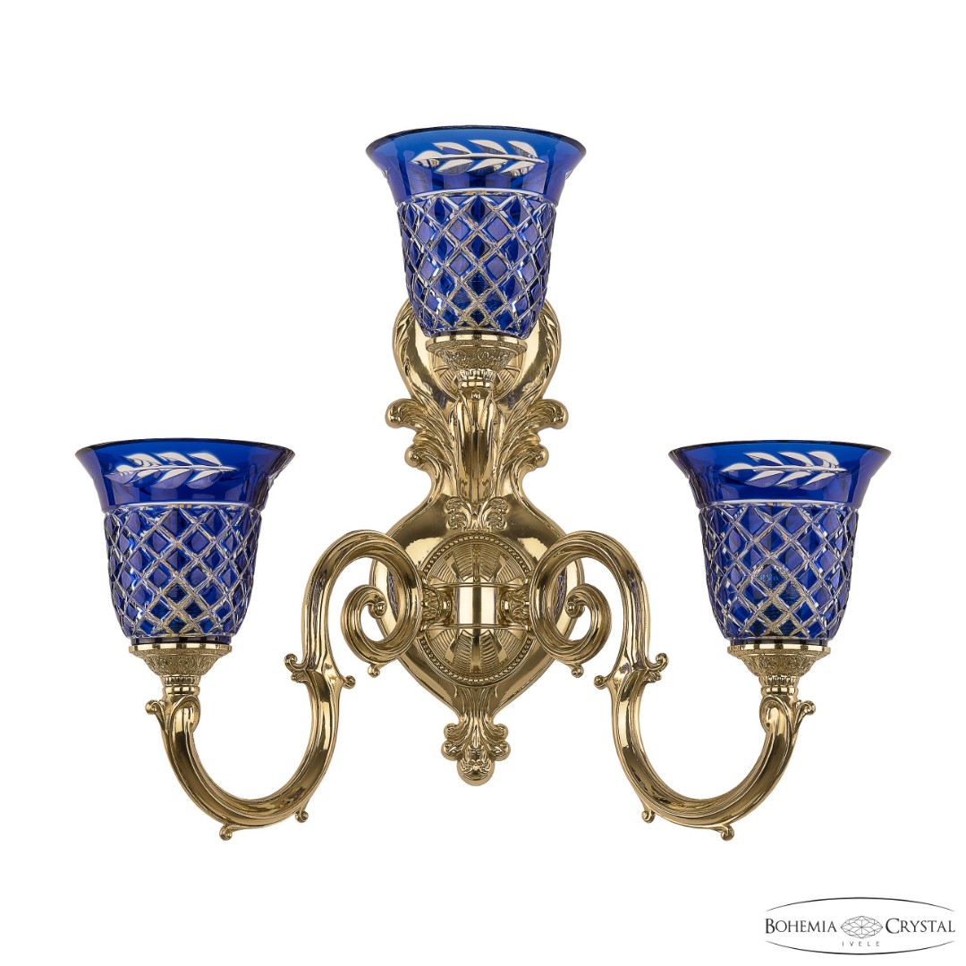 Бра бронзовые с хрусталём 7203B16/2+1/210 G P2 U Clear-Blue/H-1J