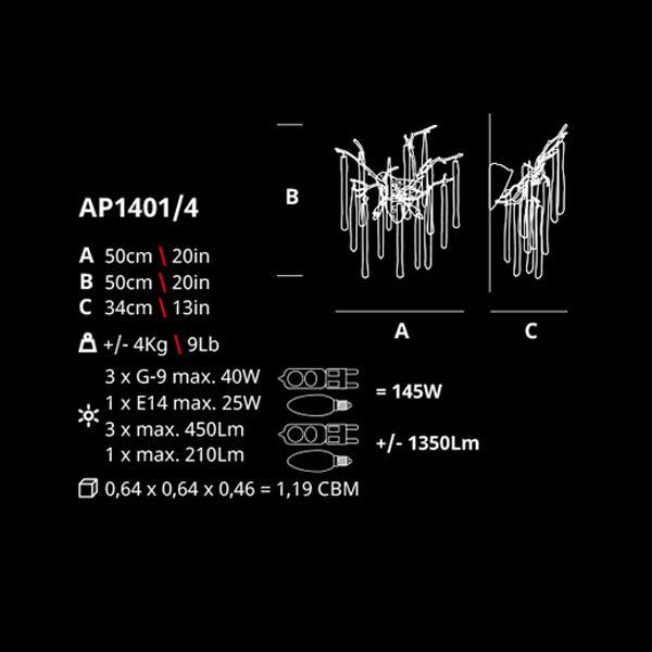 Бра Serip AP1401/4-FP/14+17