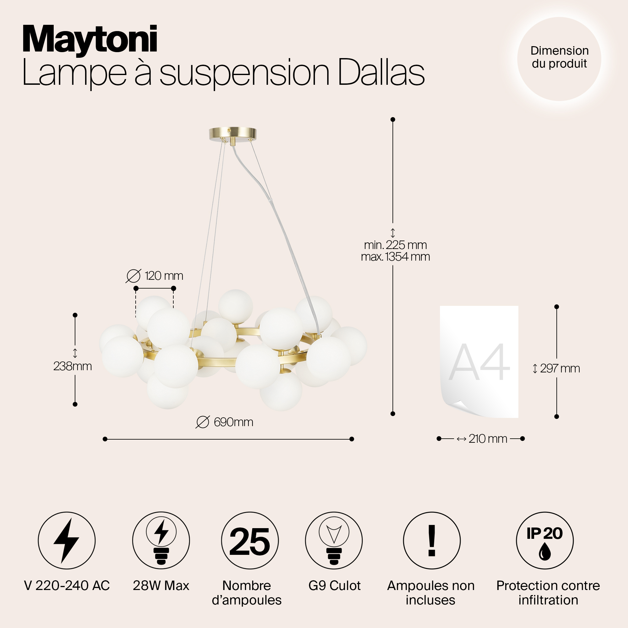 Подвесной светильник Maytoni MOD545PL-25BS