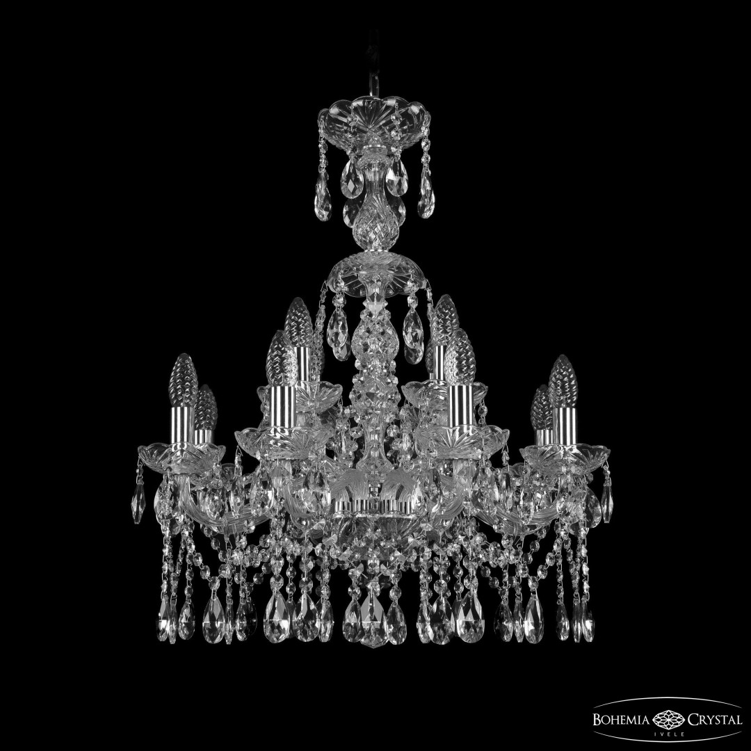 Люстра хрустальная 1413/8+4/200/XL-66 Ni Bohemia Ivele Crystal