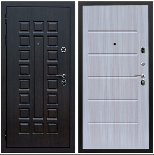 Дверь входная Graf Люксор 3К Шагрень черная / МДФ 16 мм ФЛ-102 Сандал белый