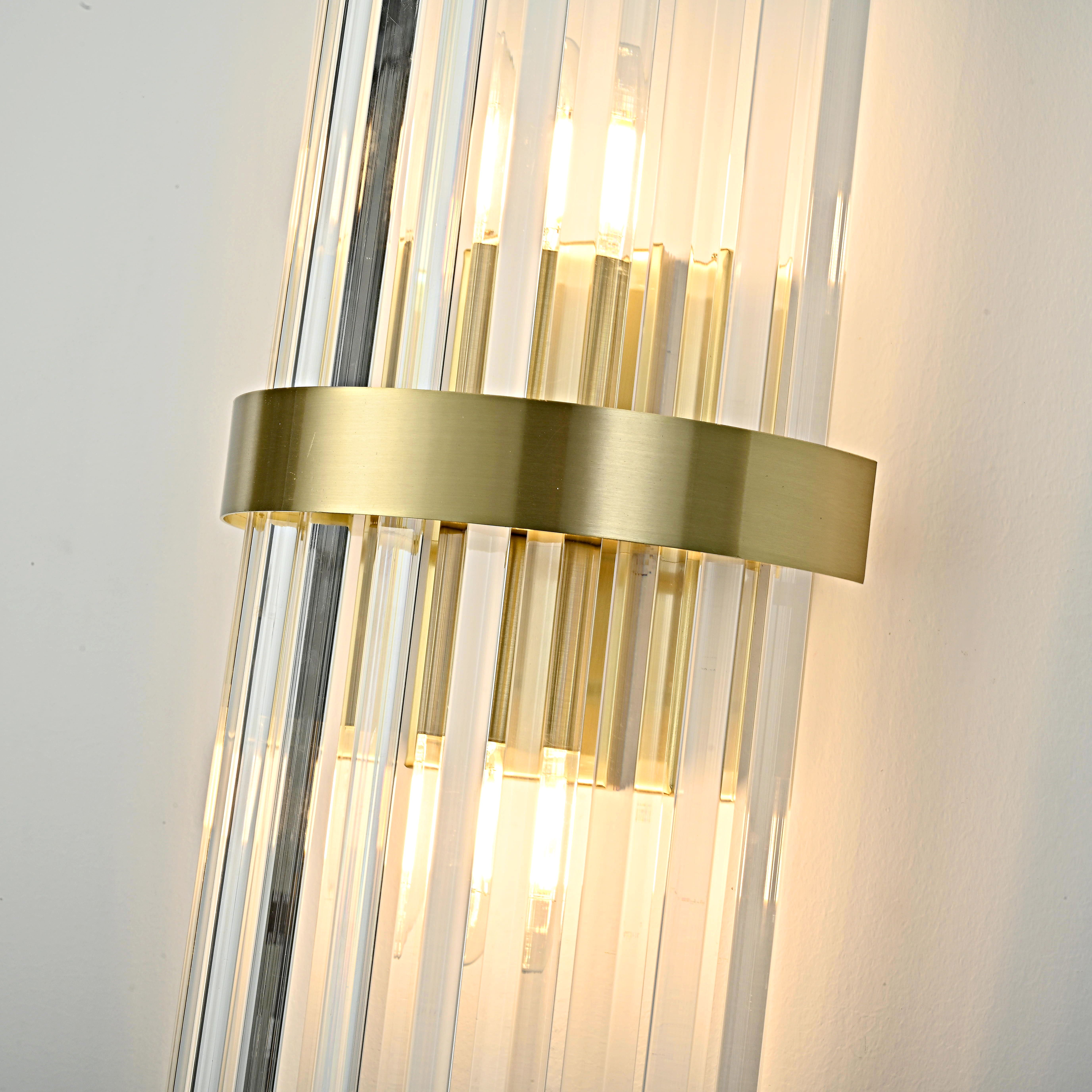 Бра Odeon Clear Glass Gold Metal Wall Lamp By Imperiumloft