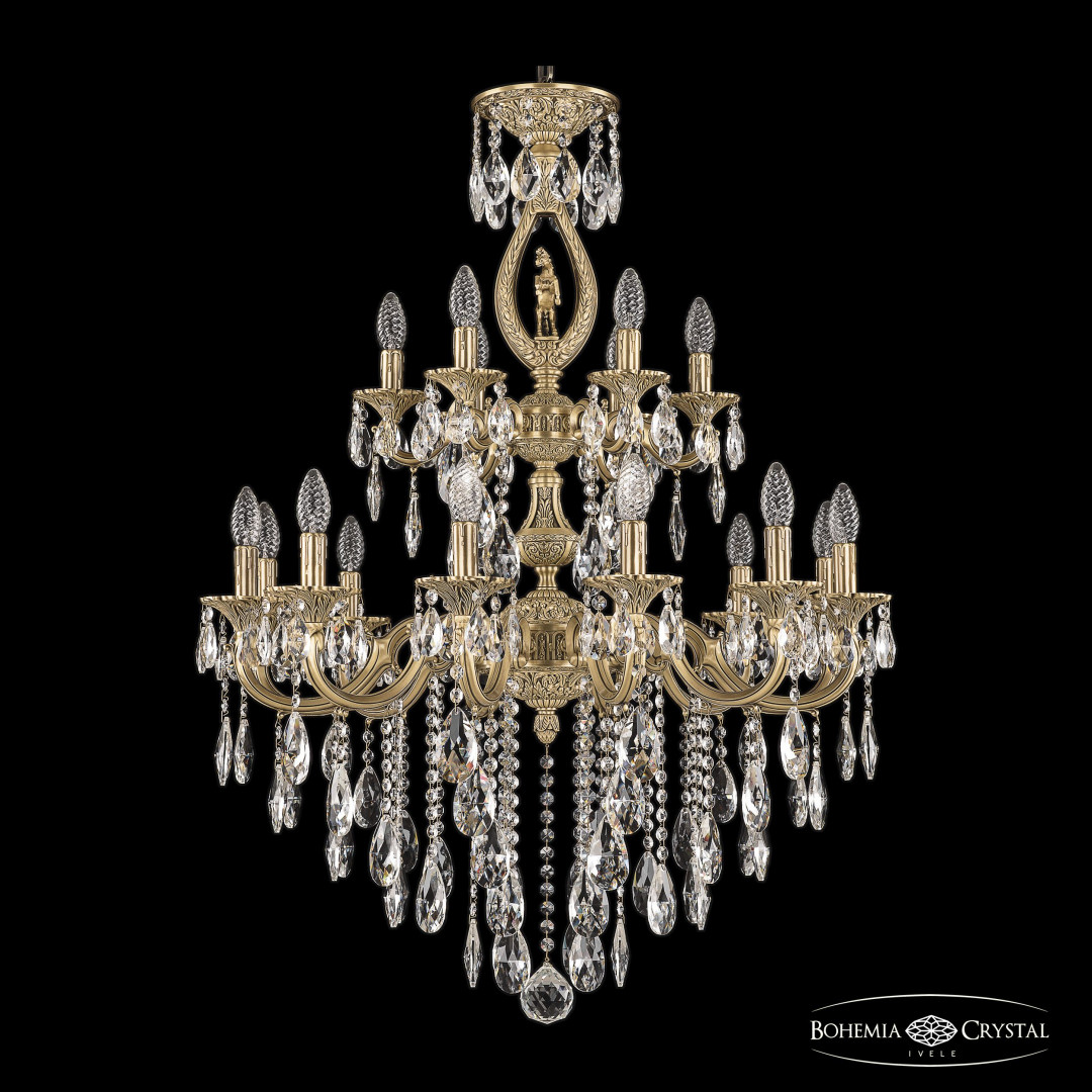 Люстра бронзовая с хрусталём 72401/12+6/250/2d B FP FH1M