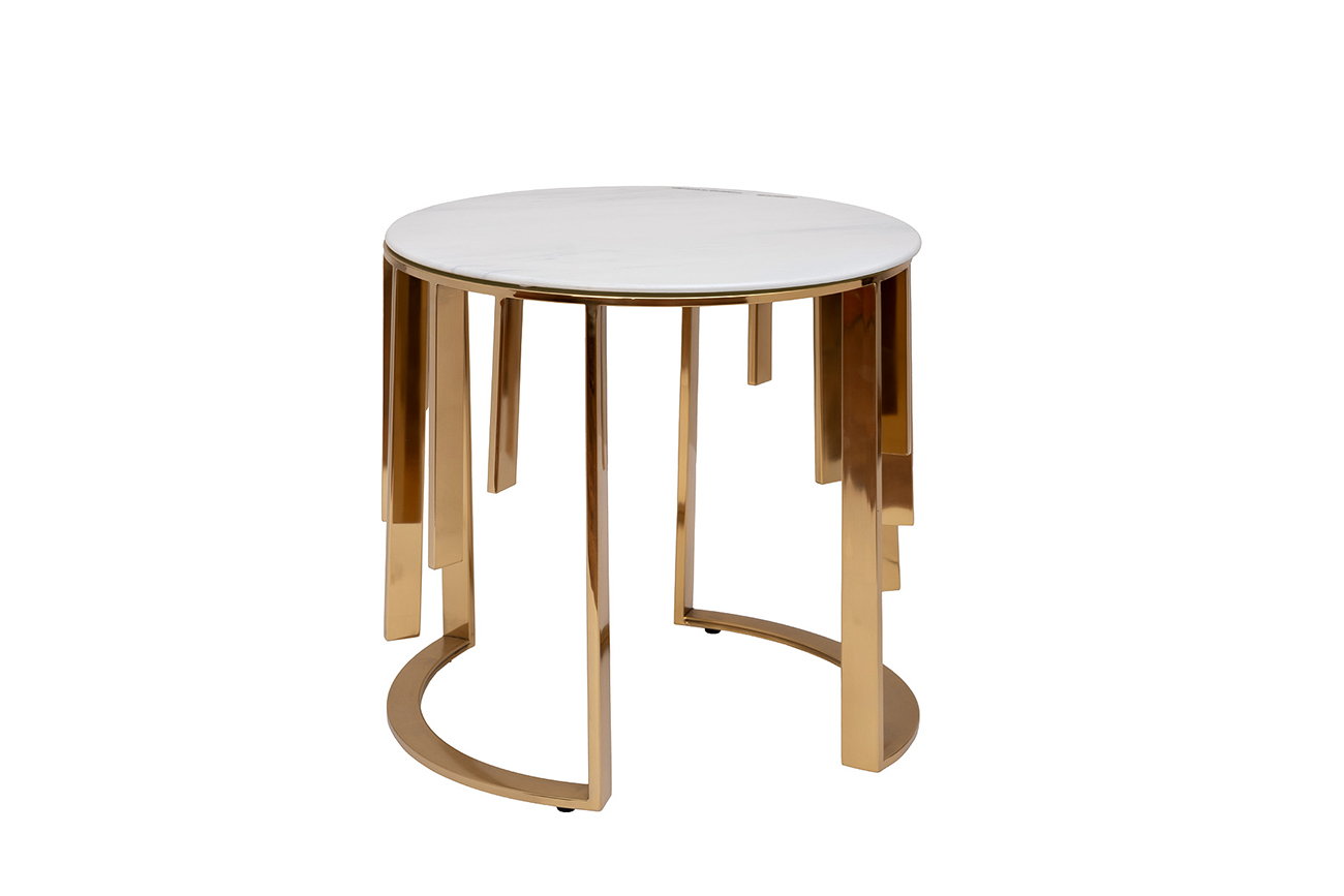 Столик журнальный круглый стекло/золото Garda Decor GY-00012