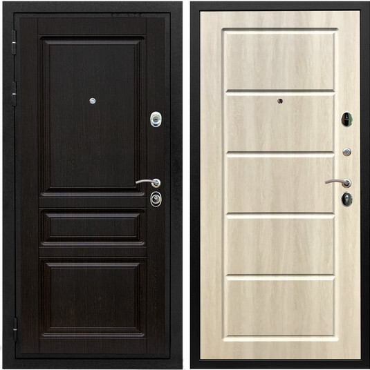 Дверь входная Graf Премиум-Н МДФ 16 мм ФЛ-243 Венге / МДФ 6 мм ФЛ-39 Венге светлый