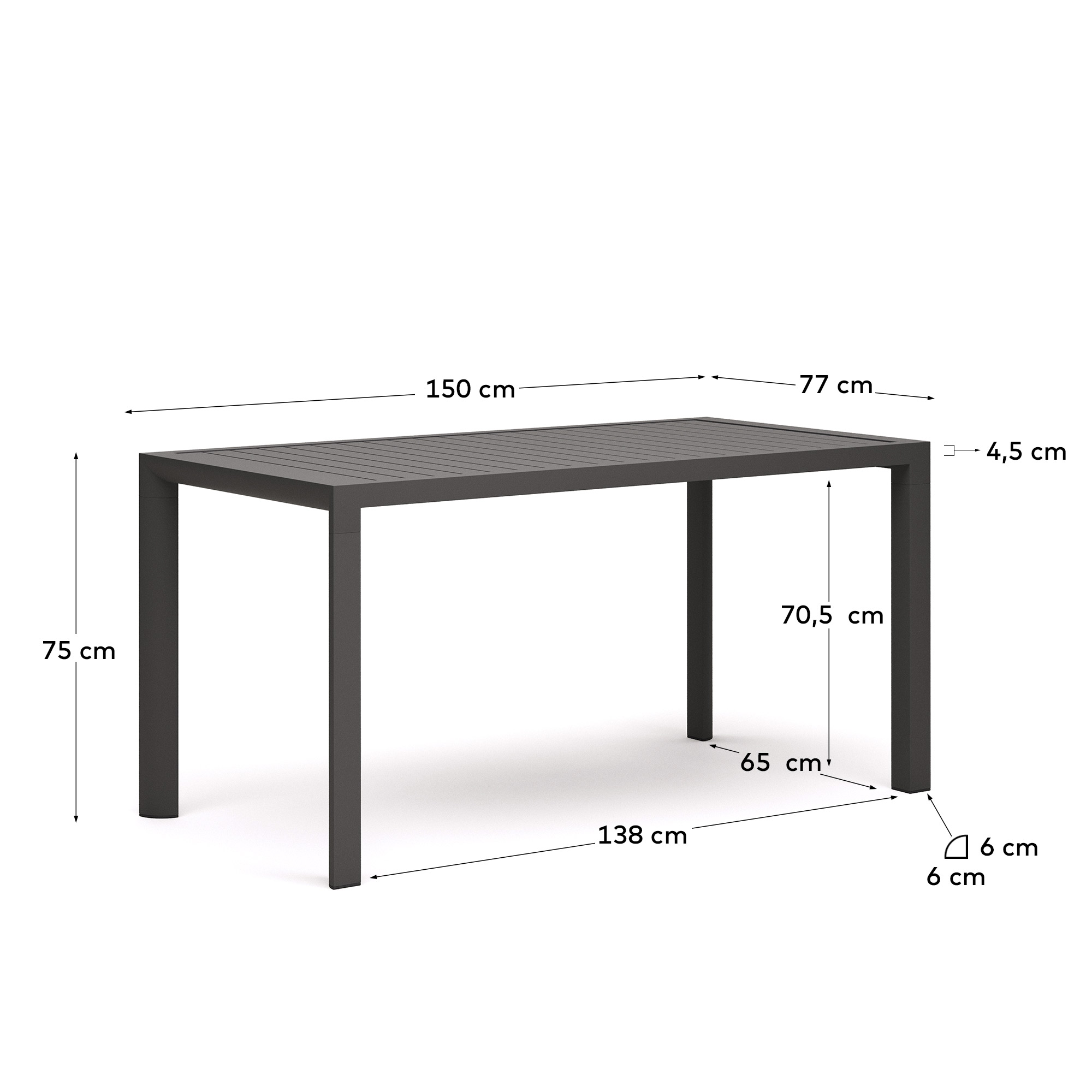 Culip Алюминиевый уличный стол с порошковым покрытием серого цвета 150 x 77 см La Forma (ex Julia Grup)