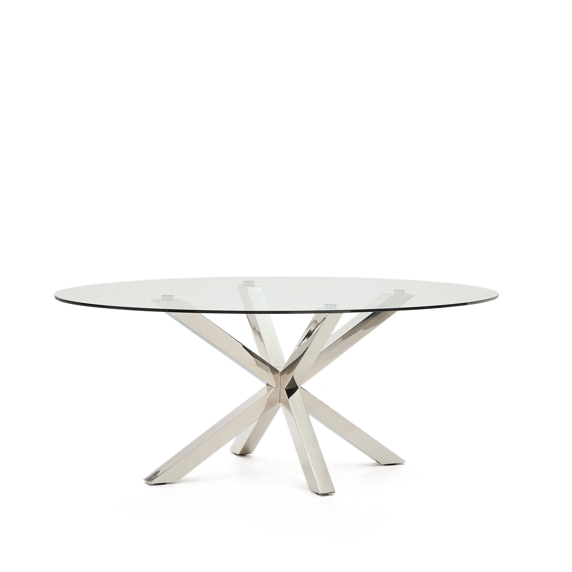 Овальный стол ARYA Argo из матового черного стекла и нержавеющей стали 200x100 La Forma (ex Julia Grup)