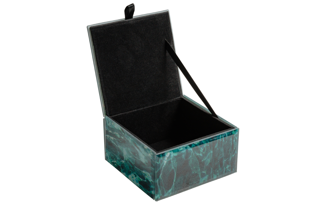 Шкатулка стеклянная бирюзовая Garda Decor KFJ112