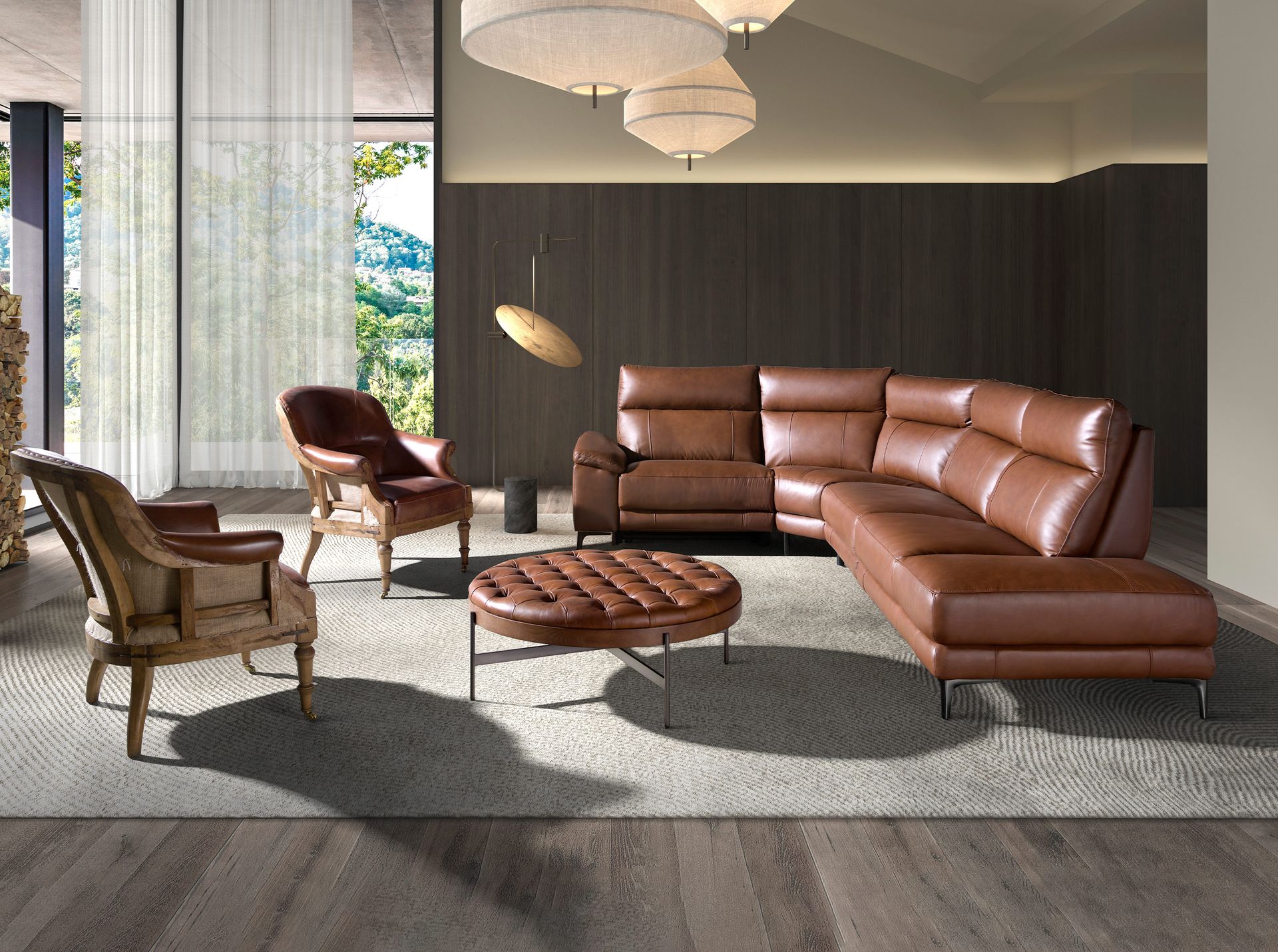 Кресло из кожи коньячно-коричневого цвета, модель 5158 Angel Cerda