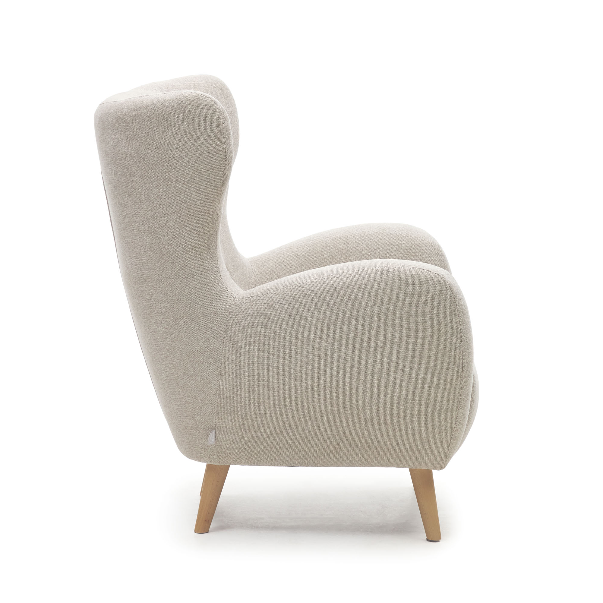 Patio Бежевое кресло из синели с ножками из массива бука La Forma (ex Julia Grup)