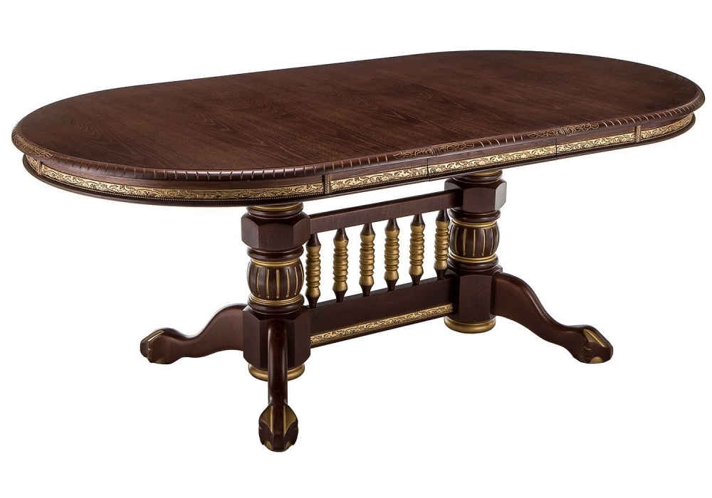 Стол деревянный Woodville Кантри 160 орех с золотой патиной 406080