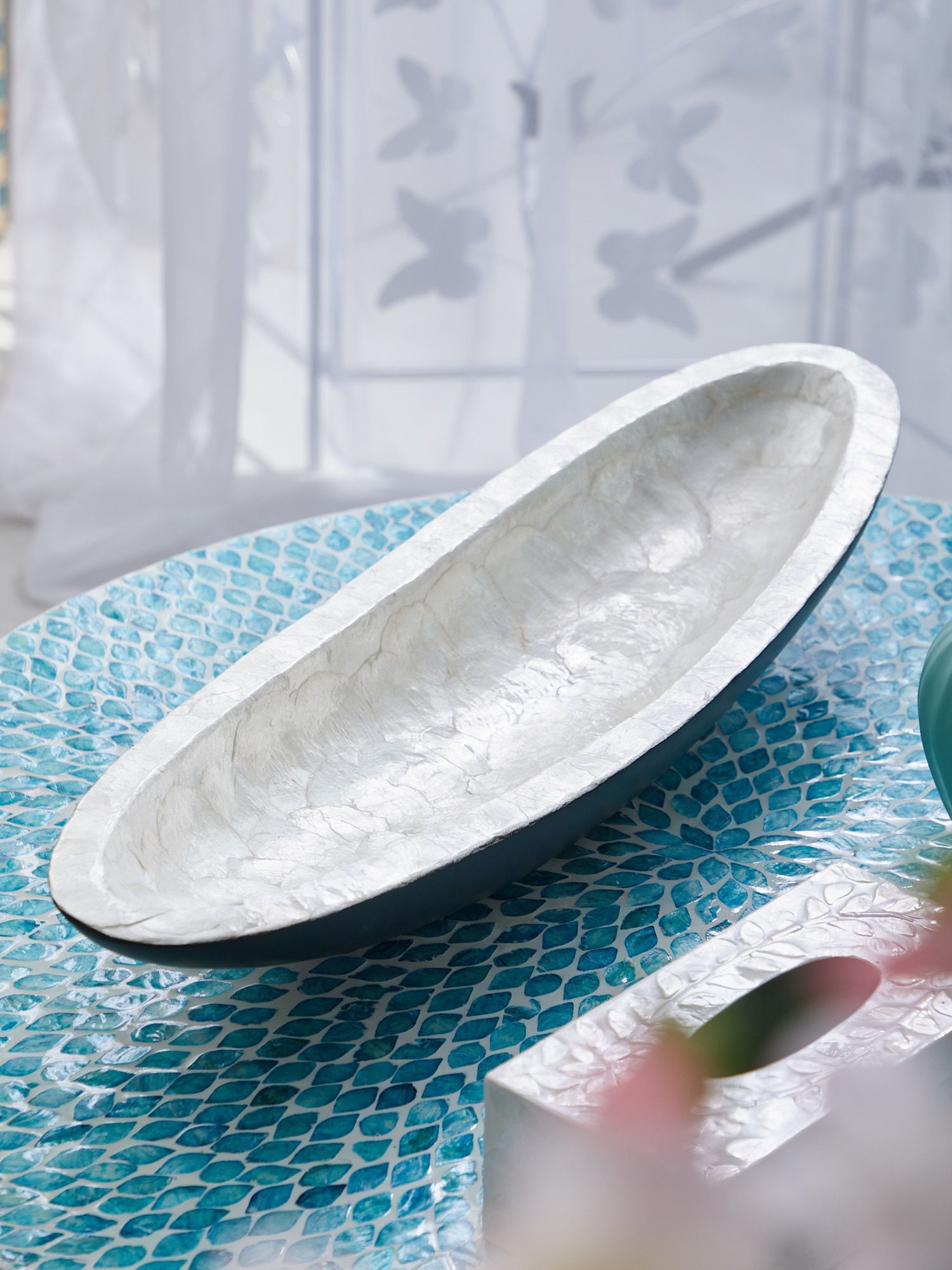 Блюдо декоративное с отделкой раковинами устриц Glasar 67-009