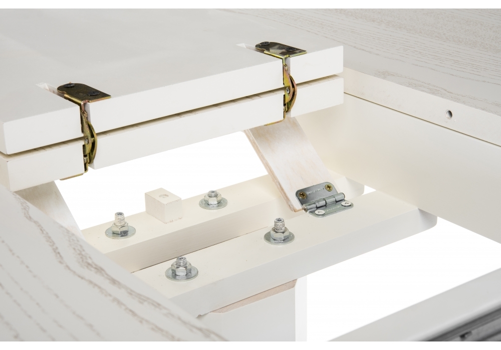 Стол деревянный Woodville Павия 100(130)х100х79 молочный с золотой патиной 406087