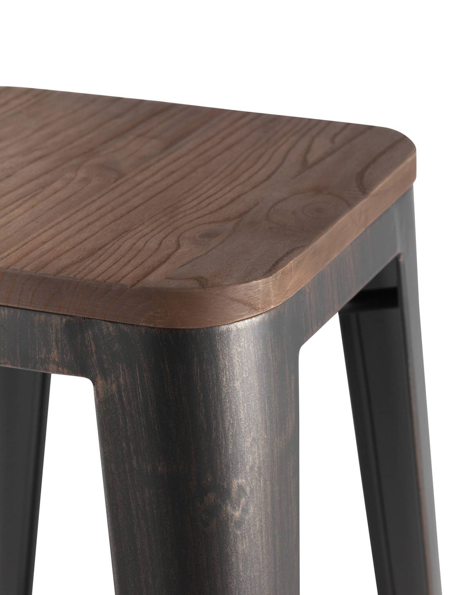 Стул барный TOLIX WOOD черный патина золото Stool Group