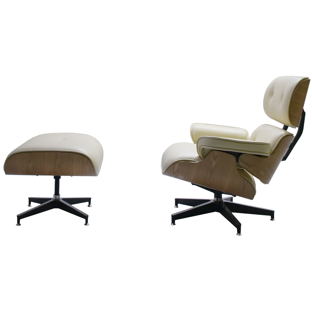 Кресло EAMES LOUNGE CHAIR и оттоманка EAMES LOUNGE CHAIR бежевые Bradex Home FR 0596