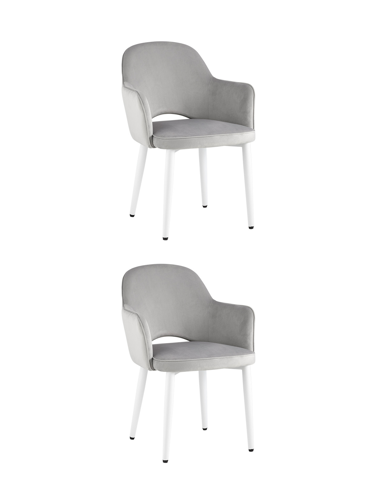 Стул Венера велюр серебристый ножки белые 2 шт Stool Group