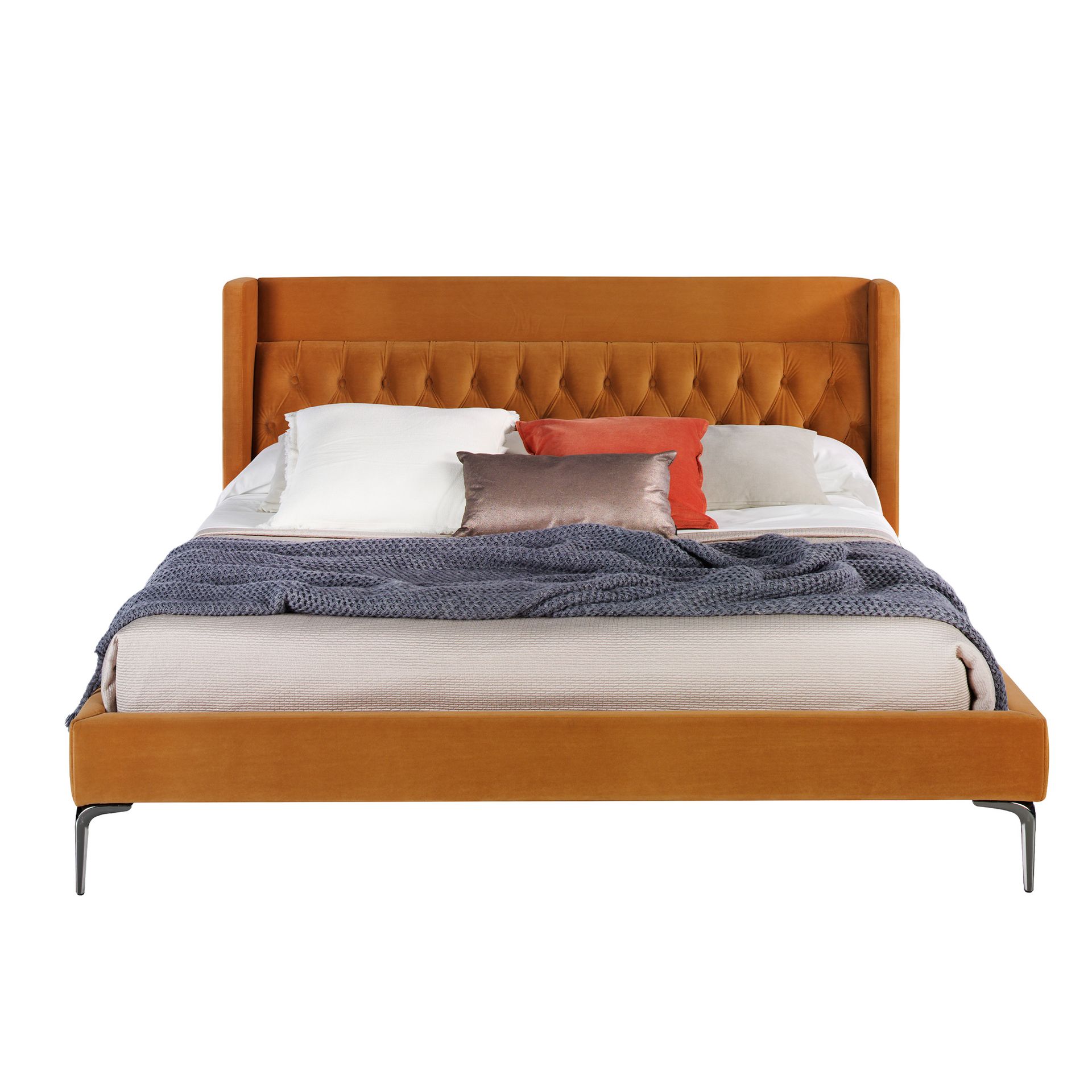 Кровать 7124  из бархата горчичного цвета 180 x 200 Angel Cerda