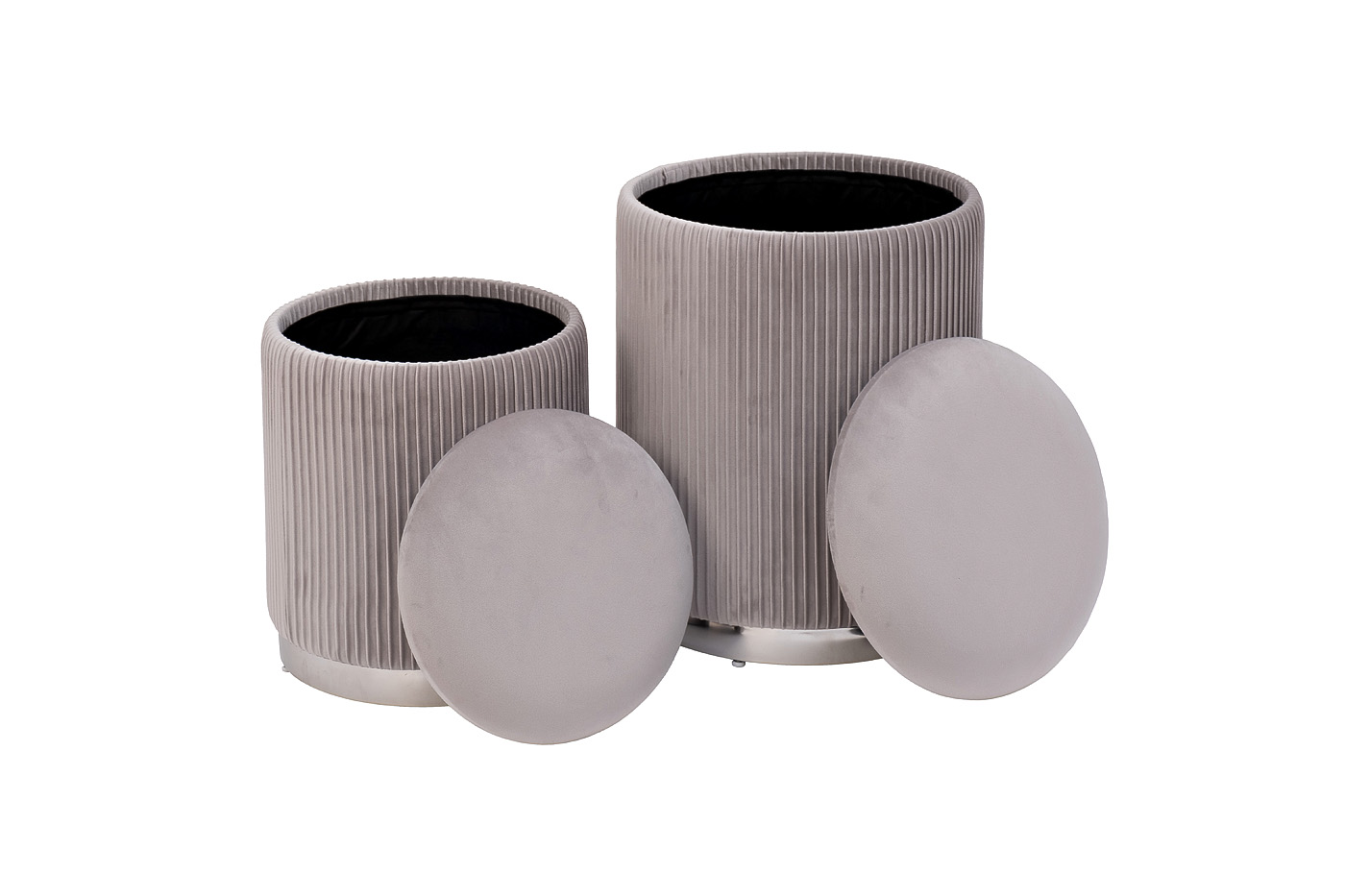 Набор из 2х пуфов серый/хром Garda Decor GY-08220