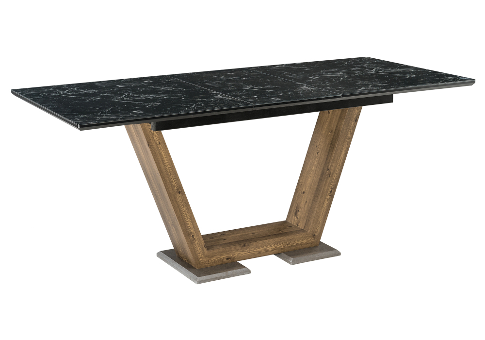 Стол стеклянный Woodville Иматра мрамор черный / черная шагрень 462388