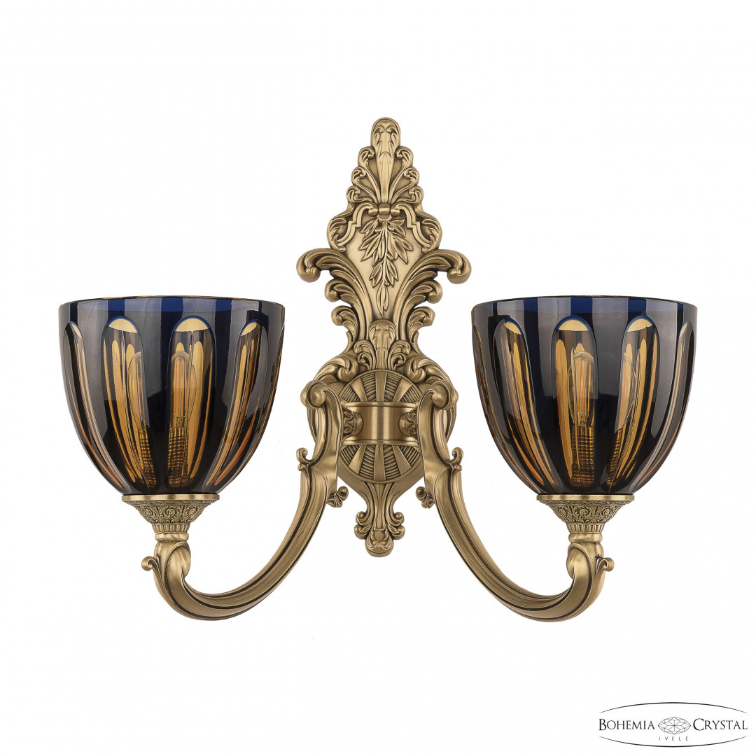 Бра бронзовые с хрусталём 7209B14/2/175 FP P1 U Amber-Blue/H-1H