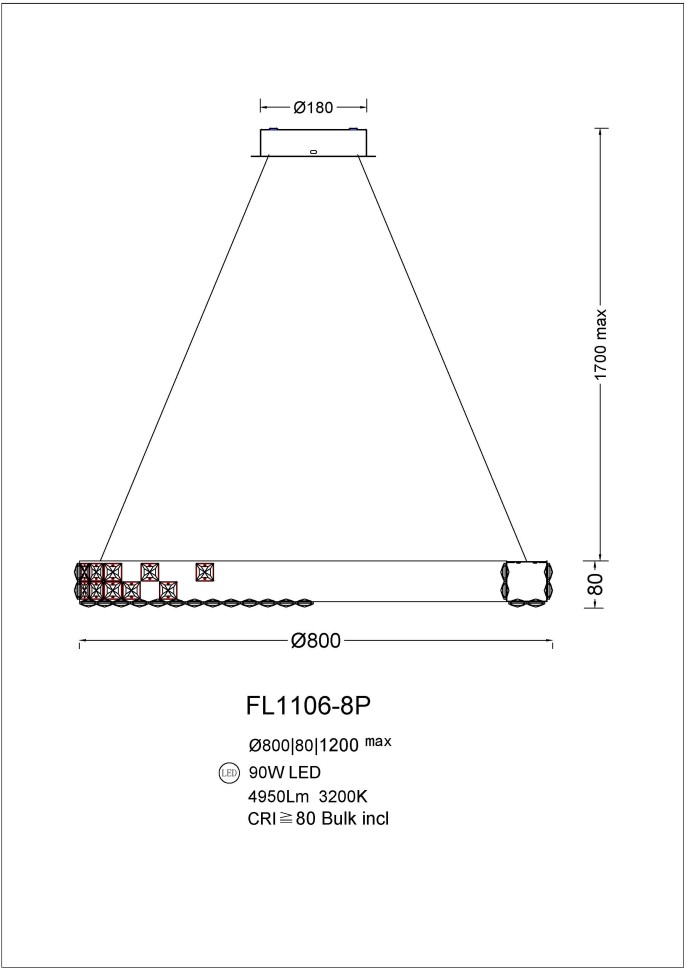 Люстра подвесная Fluorite FL1106-8P