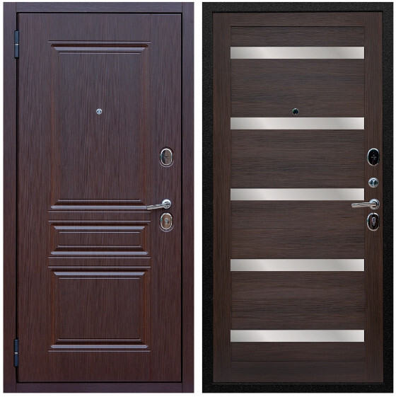 Дверь входная Graf Экстра МДФ 10 мм ФЛ-243 Лиственница шоколад / МДФ 16 мм СБ-14 Эковенге стекло белое