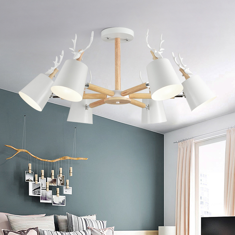 Потолочная люстра с рожками DEER B3 White by ImperiumLoft