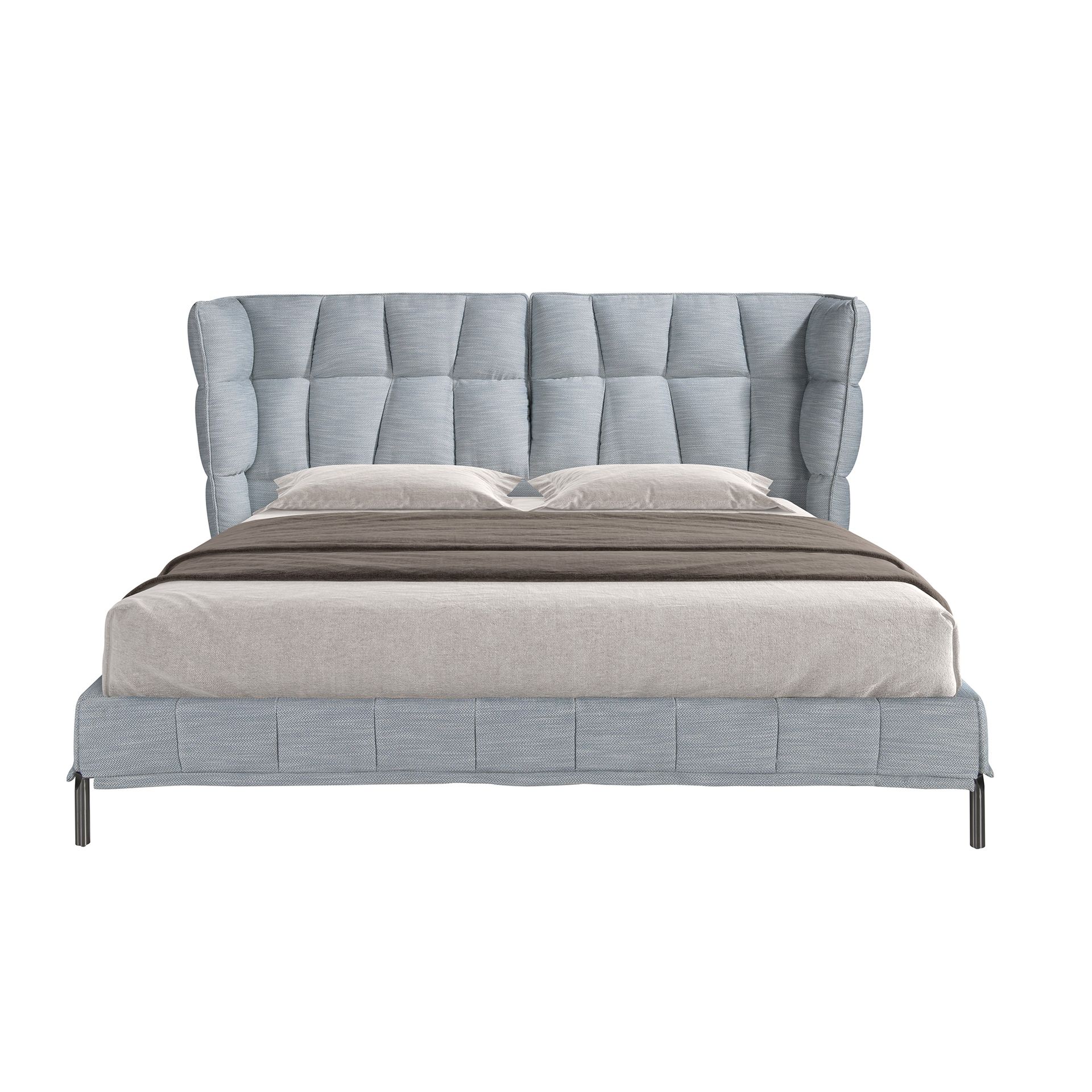 Кровать 7211 из ткани светло-голубовато-серого цвета Angel Cerda