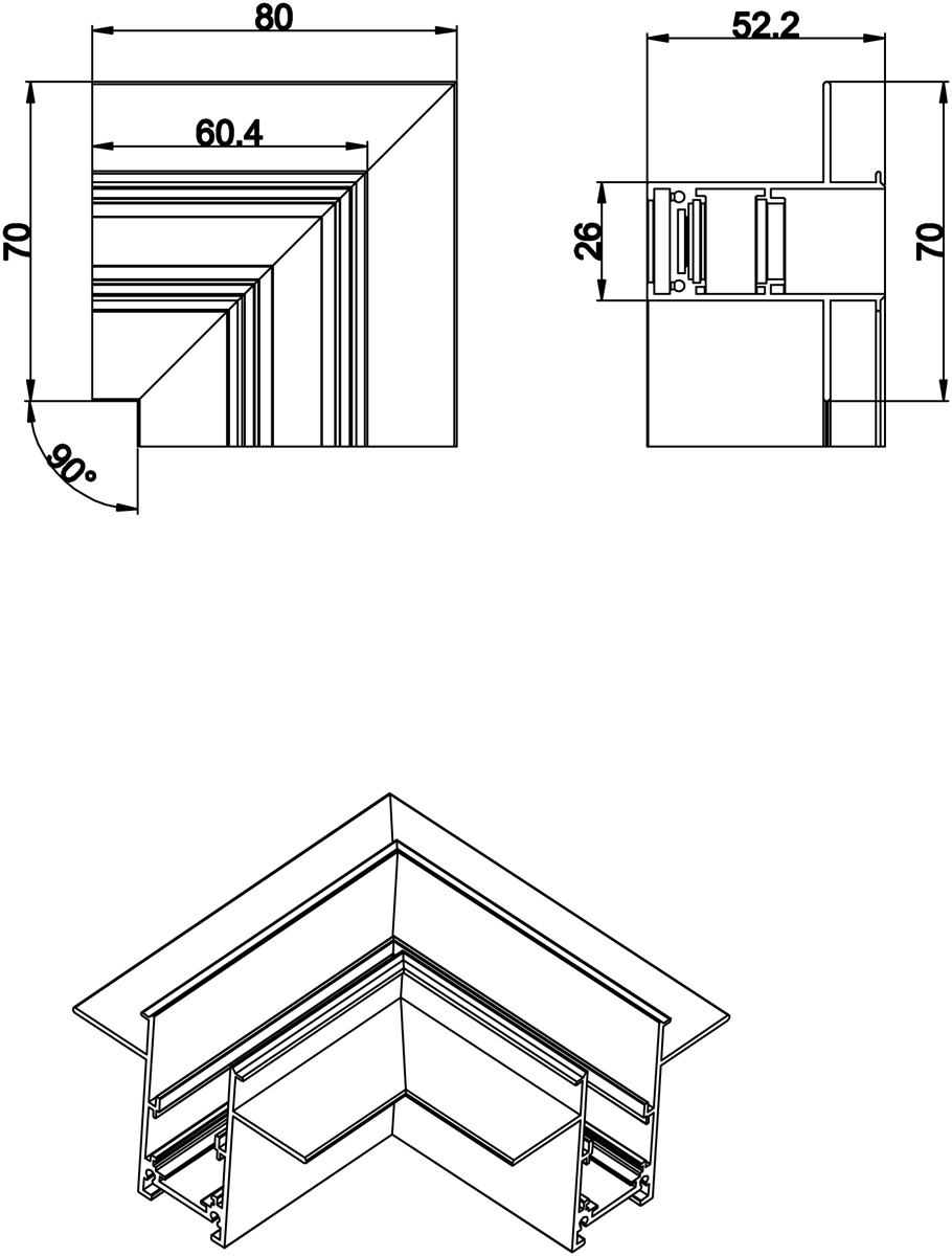 Угол-соединитель длястраиваемого шинопровода Donolux L corner InW