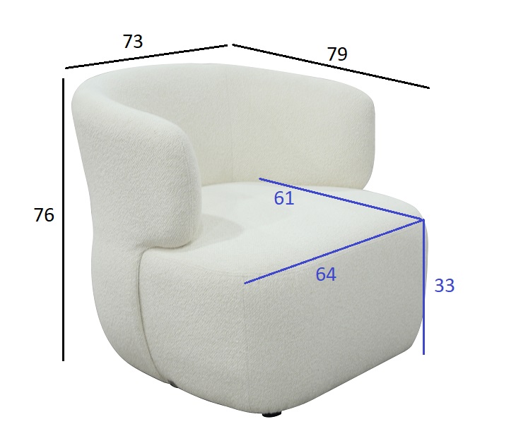 Кресло Tirolo букле белое 73*79*76 Garda Decor 87YY-24042