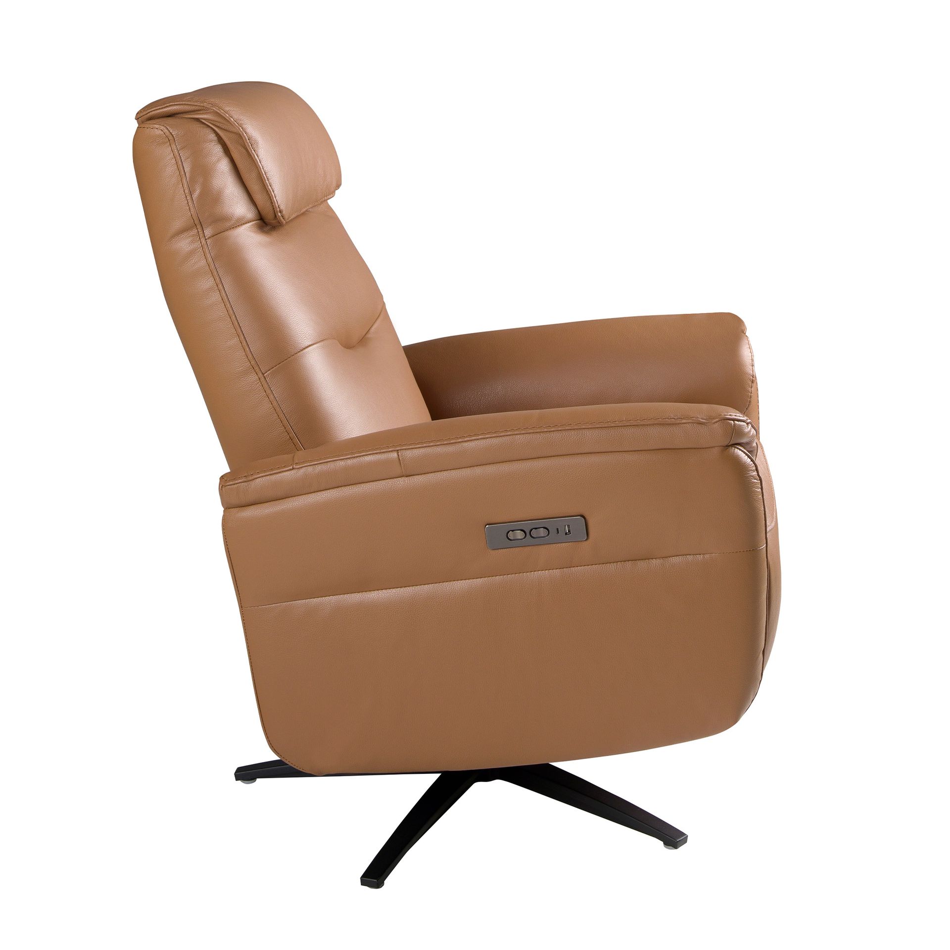 Кресло-реклайнер поворотное 5115/KM6011-M5671 из коричновой кожи Angel Cerda