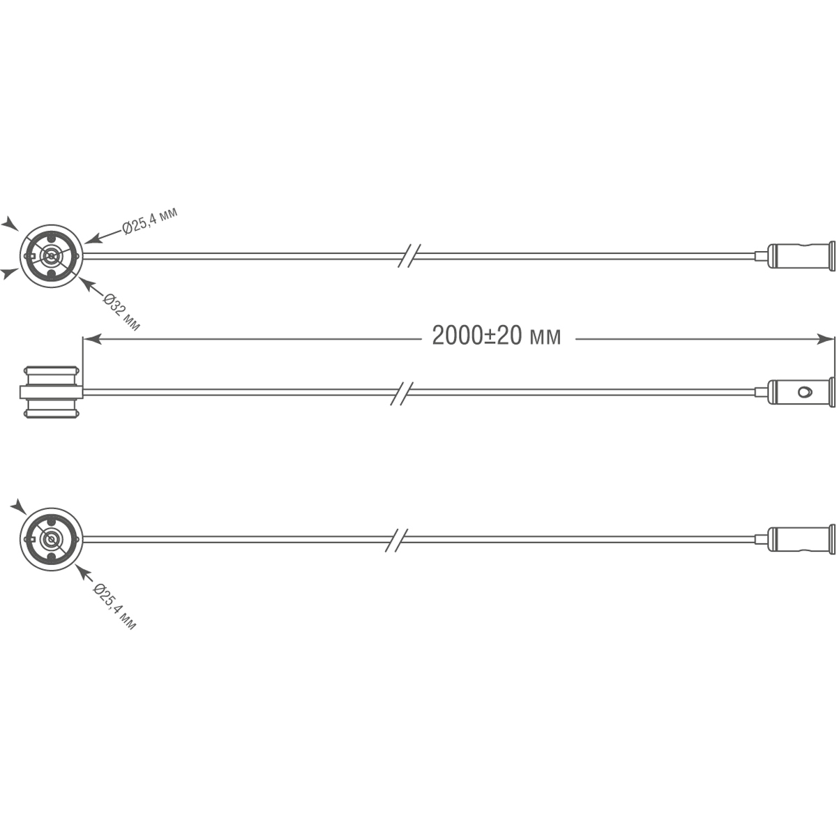 Токопроводящий прямойоннектор с подвесом иабелем питания длиной Donolux Connector 180 DLR B1