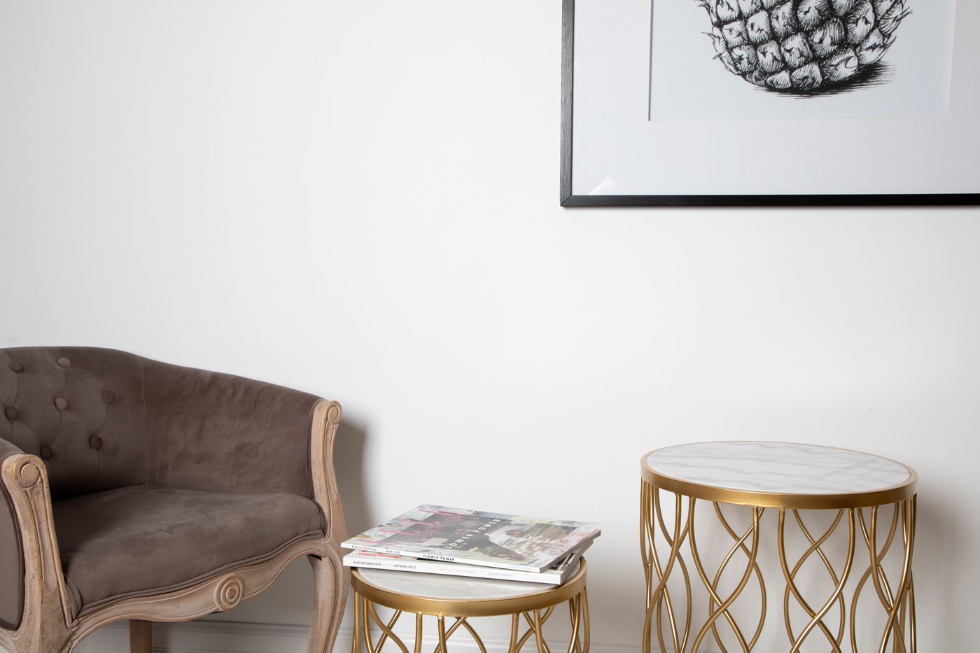 Столики интерьерные с белым мрамором, набор Glasar 54-092/091