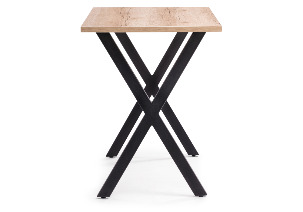 Стол деревянный Woodville Алеста Лофт 120х60х77 25 мм дуб делано светлый / черный матовый 510908