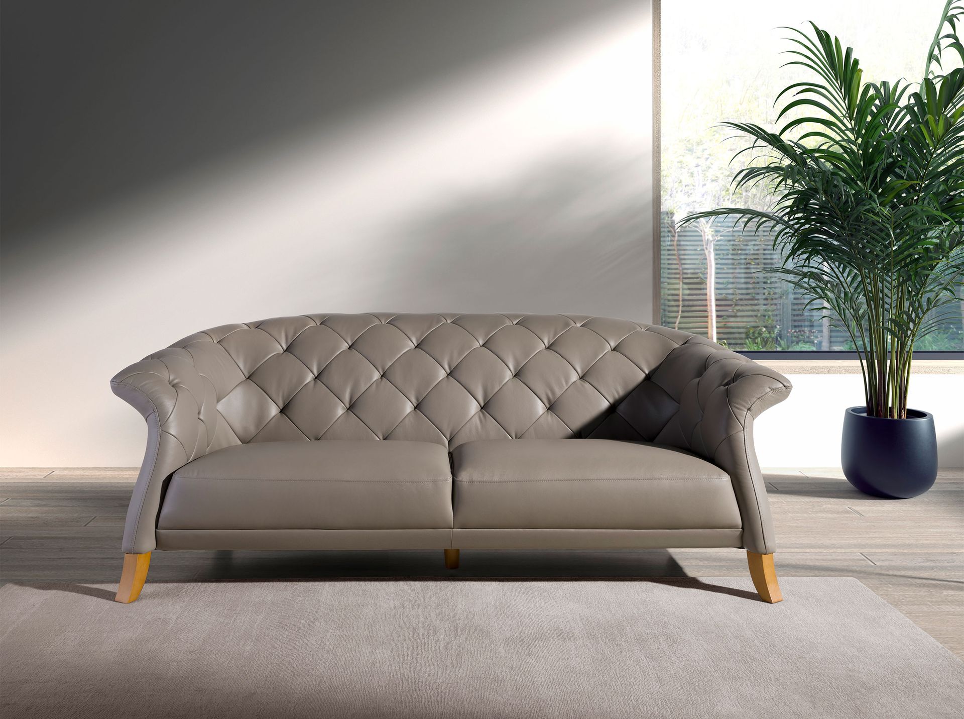 Диван 2-х местный 6187/EX007-2P-T541029 серый кожаный Angel Cerda