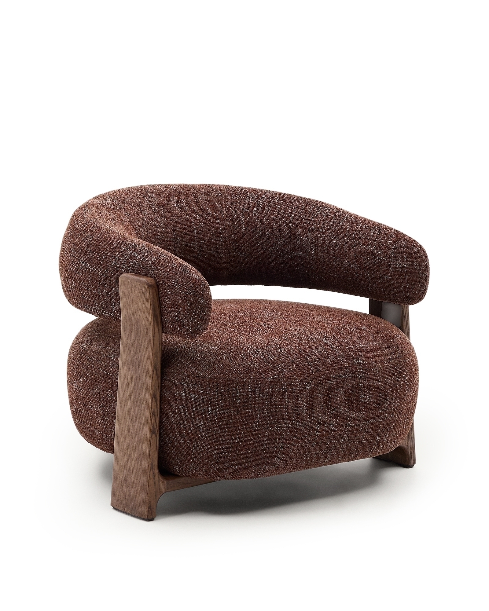 Granite Кресло из коричневого шенилла и массива ясеня в отделке орех La Forma (ex Julia Grup)