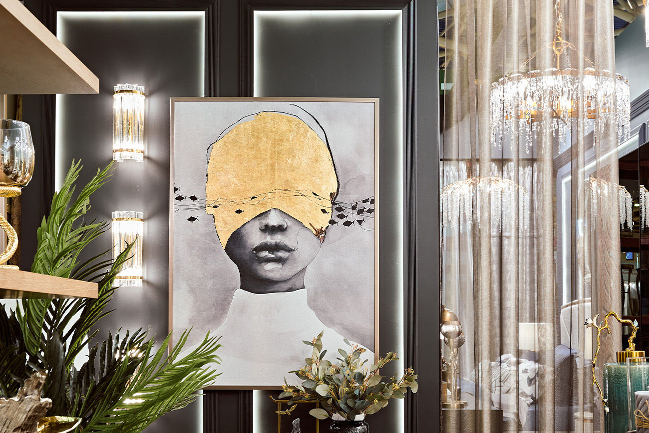 Холст Затмение-2 в багете латунь Garda Decor 89VOR-ZATMENIE-2